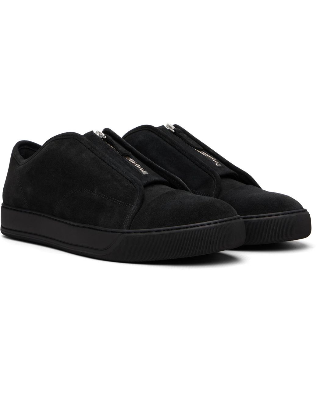 Lanvin Black Dbb1 Suede Zip Sneakers for men