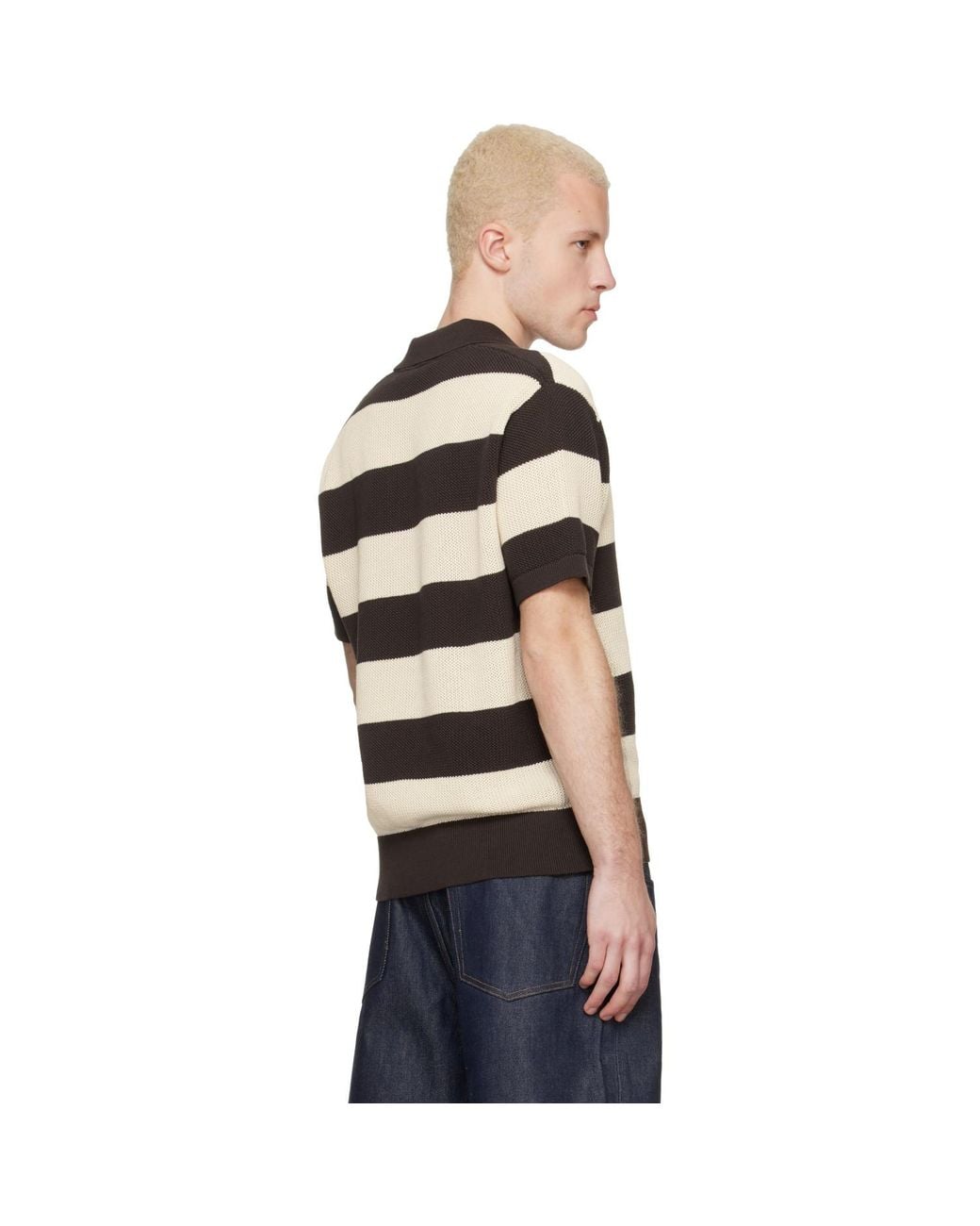 Lacoste Black Off- Striped Sweater Polo for men