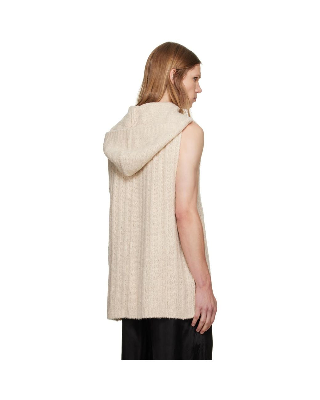 Rick Owens Natural Off- Tower Hooded Tank Hoodie for men