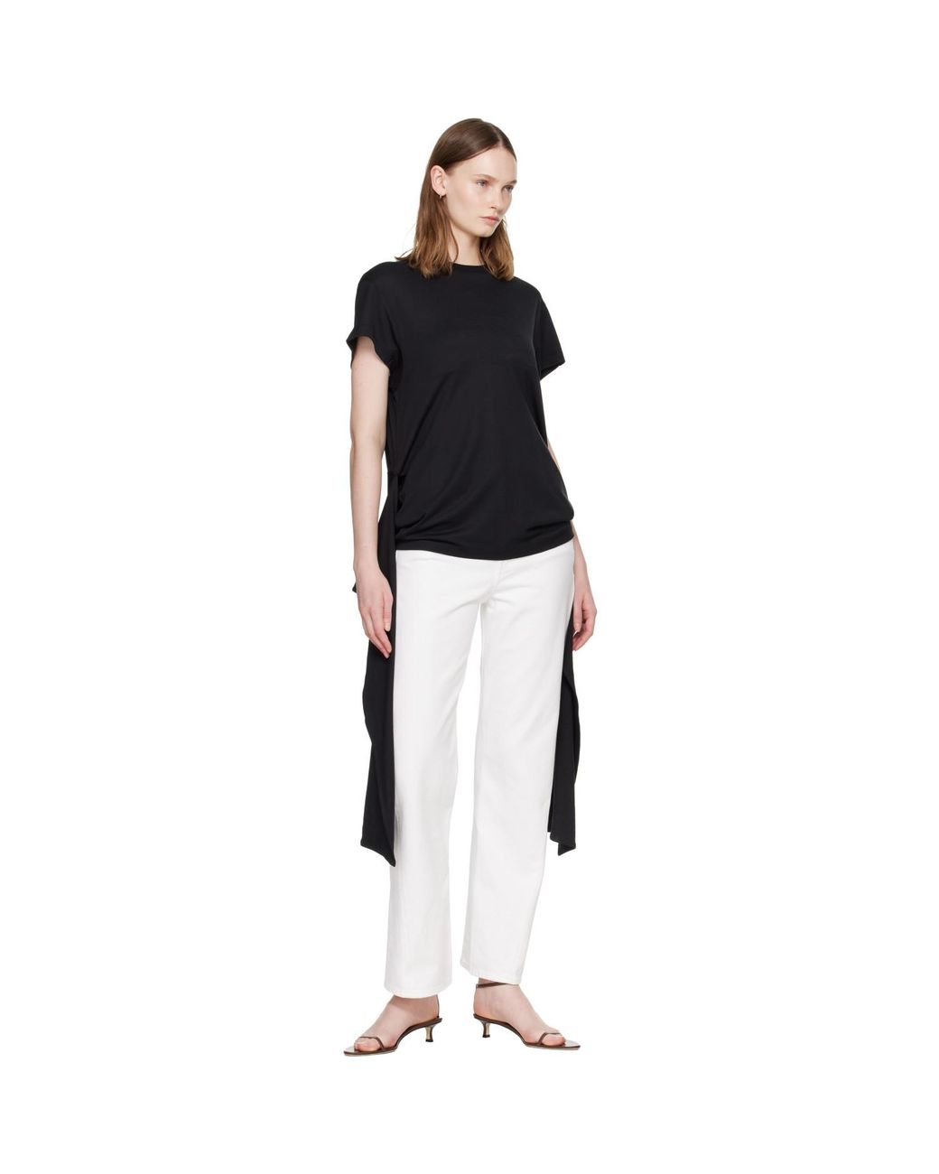 Totême Black Tie-Waist Jersey T-Shirt