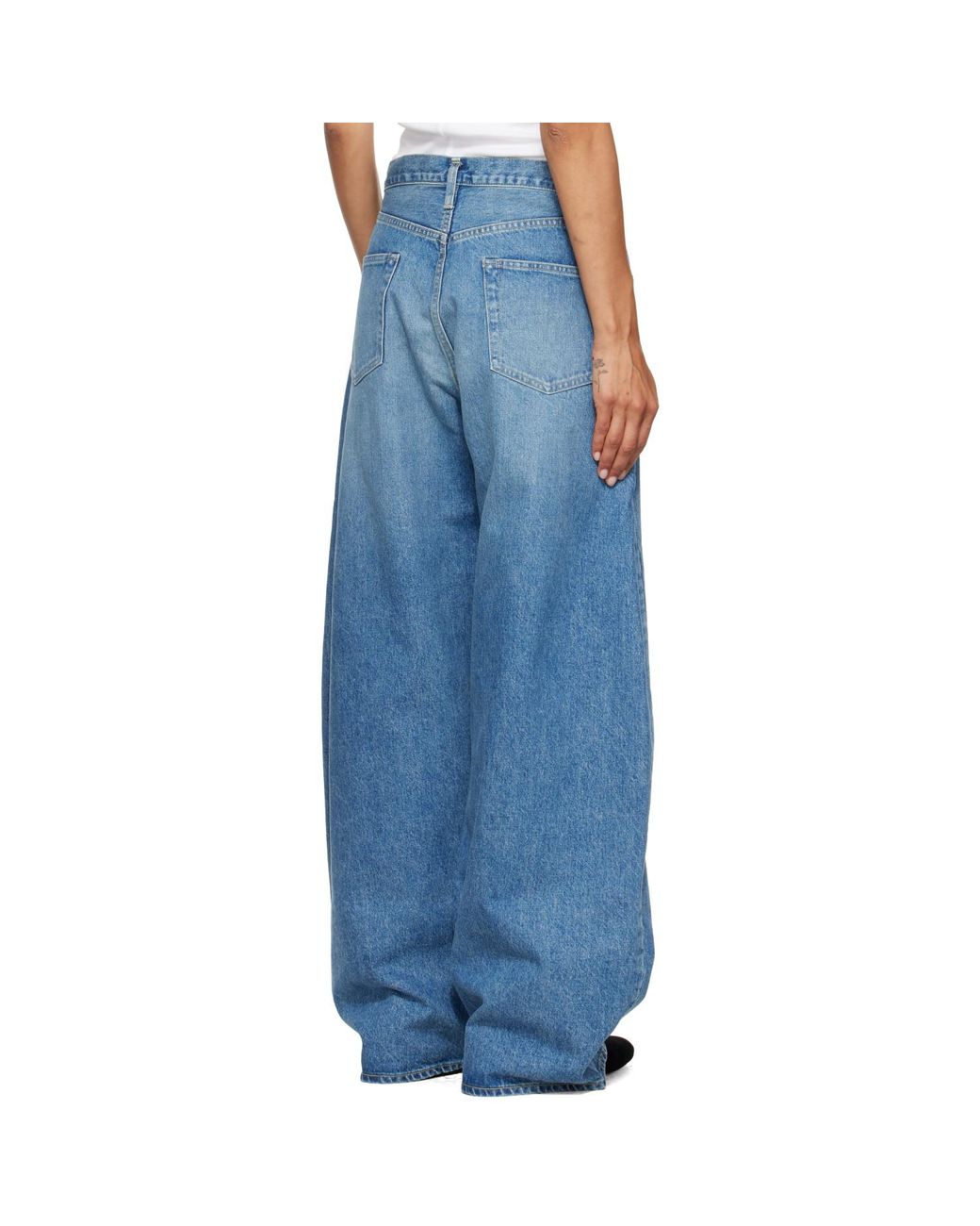 Ssstein Blue Deformation Wide Denim Jeans