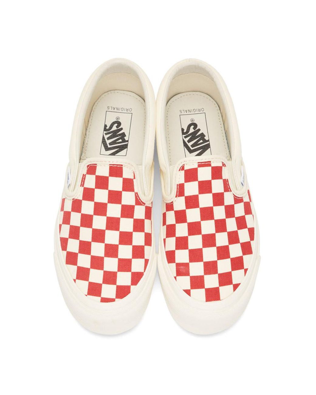 Vans Canvas Red And White Og Checkerboard Classic Slip-on Sneakers for Men  | Lyst