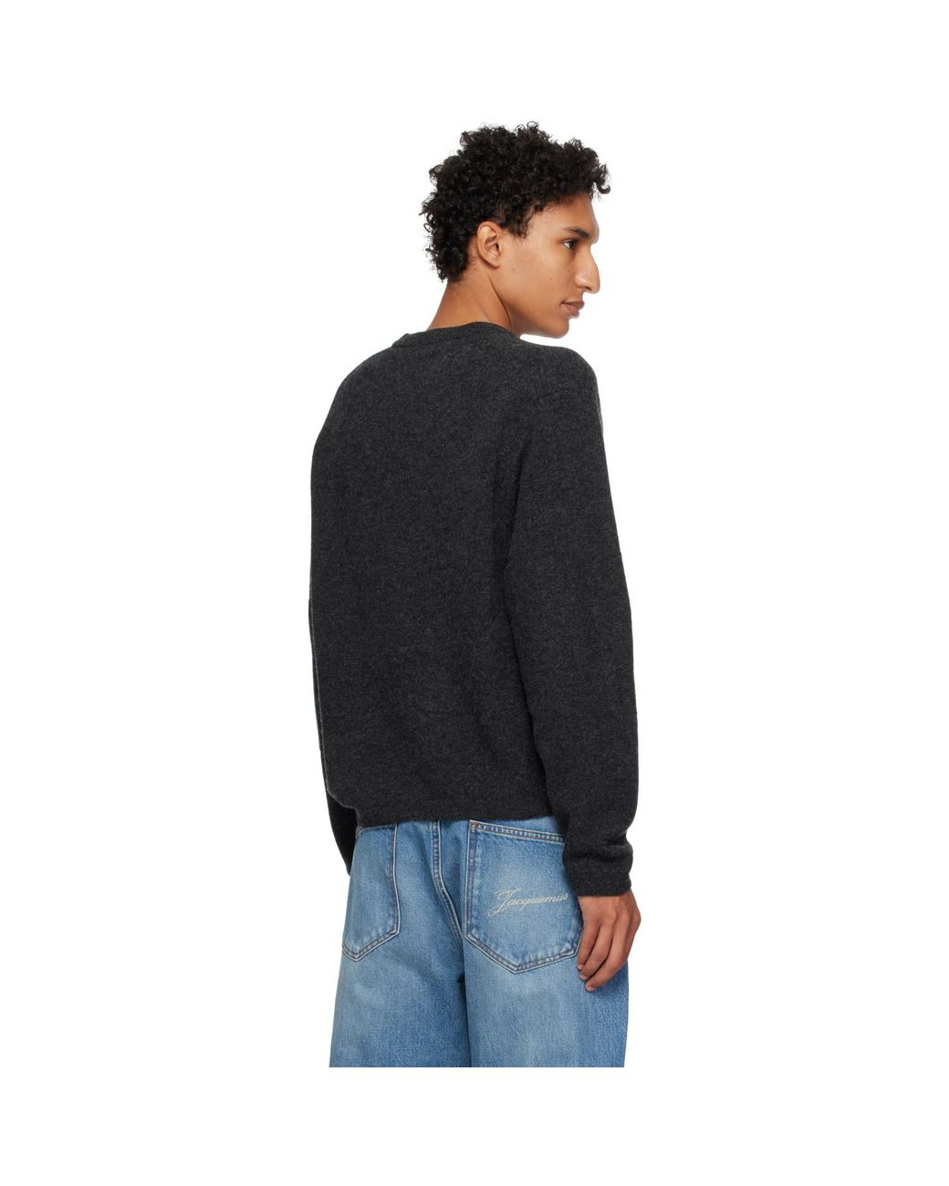 Lady White Co. Black Wool V-Neck Sweater for men