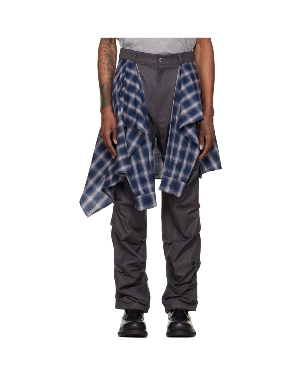 we11done Blue Shirt Wrapped Trousers for men