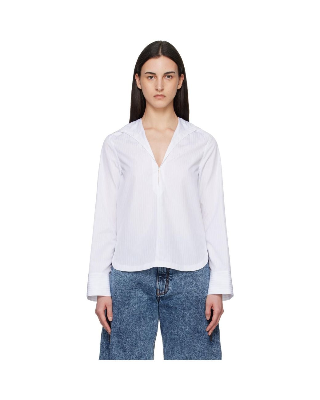 Alaïa White Hooded Poplin Shirt