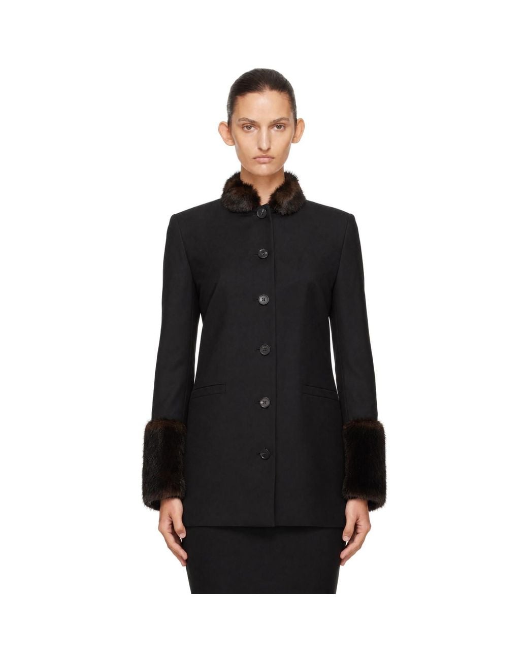 Loulou de Saison Black Goa Faux-Fur Trim Jacket