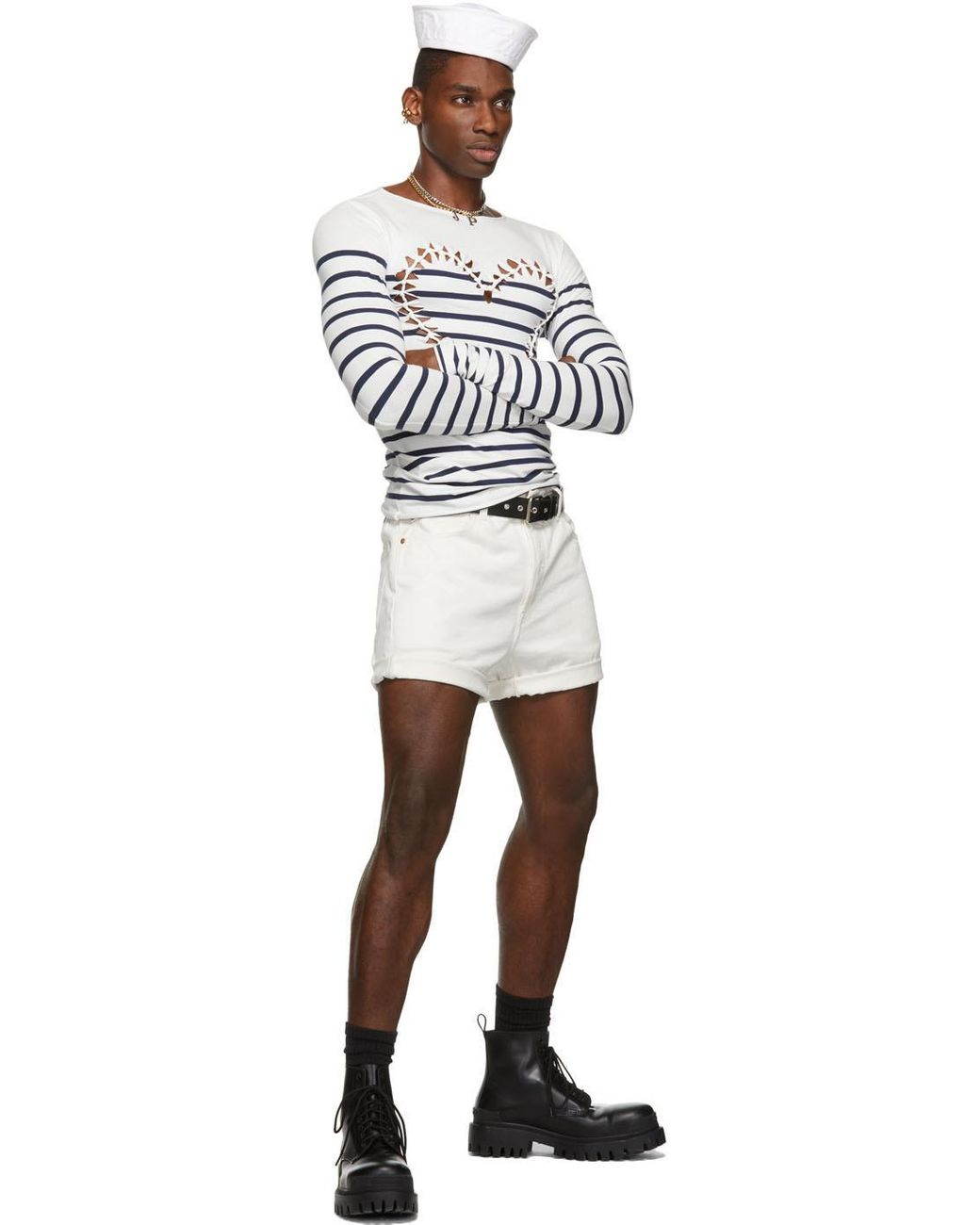 T-shirt à manches longues Sailor Heart blanc Les Marins exclusif à SSENSE Jean  Paul Gaultier pour homme en coloris Blanc | Lyst
