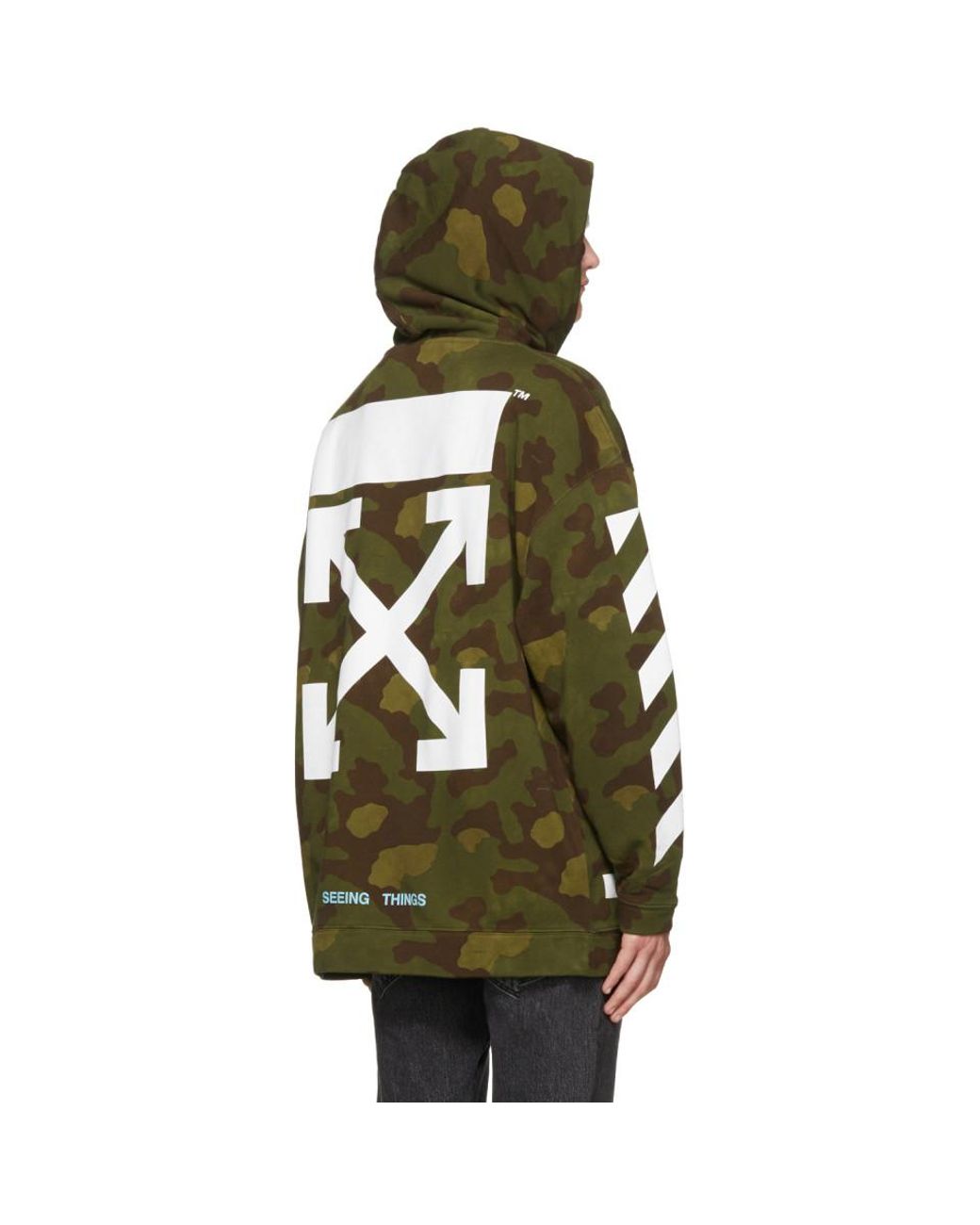 Off-White c/o Virgil Abloh Green Camo Diagonal Arrows Over Hoodie in White  for Men | Lyst