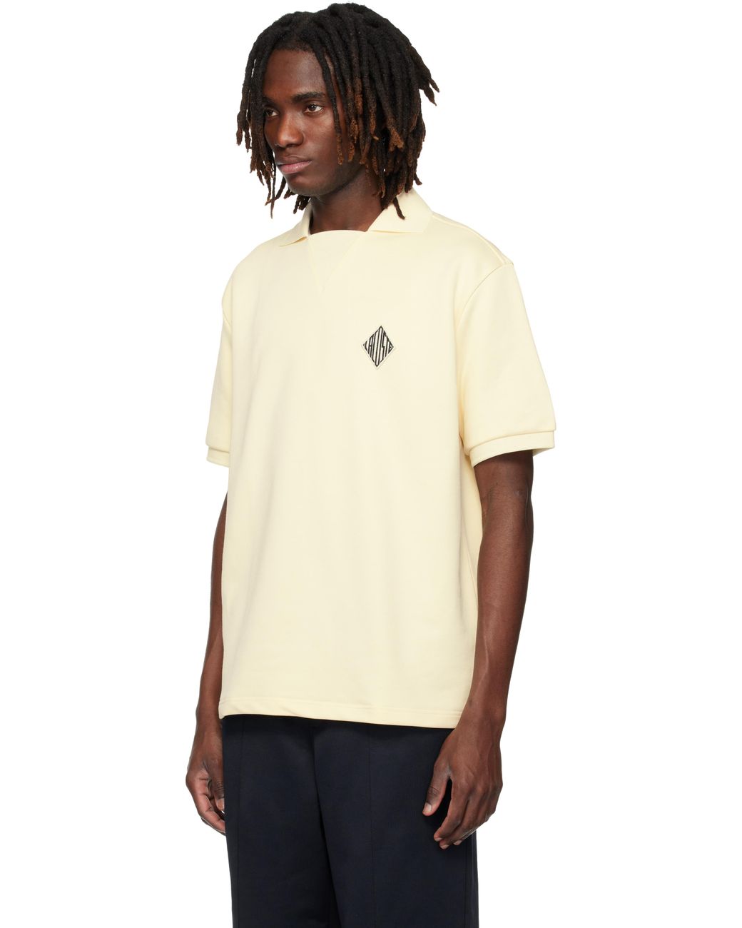 メンズ Lacoste ベージュ Loose Fit Badge Accent フリース ポロシャツ Black