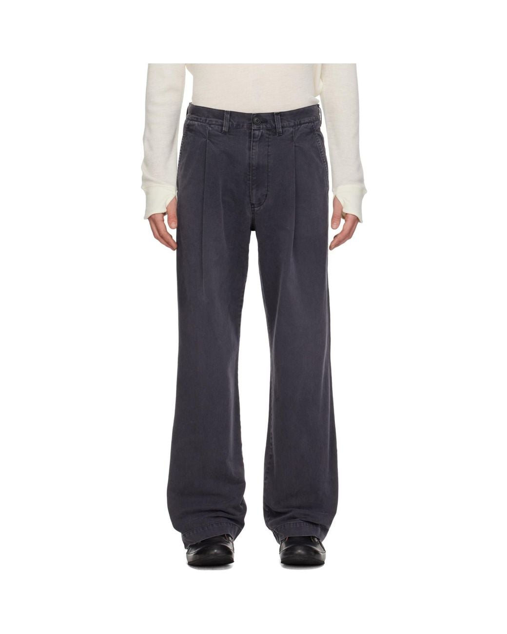 KAMIYA Blue Chino Straight Trousers for men