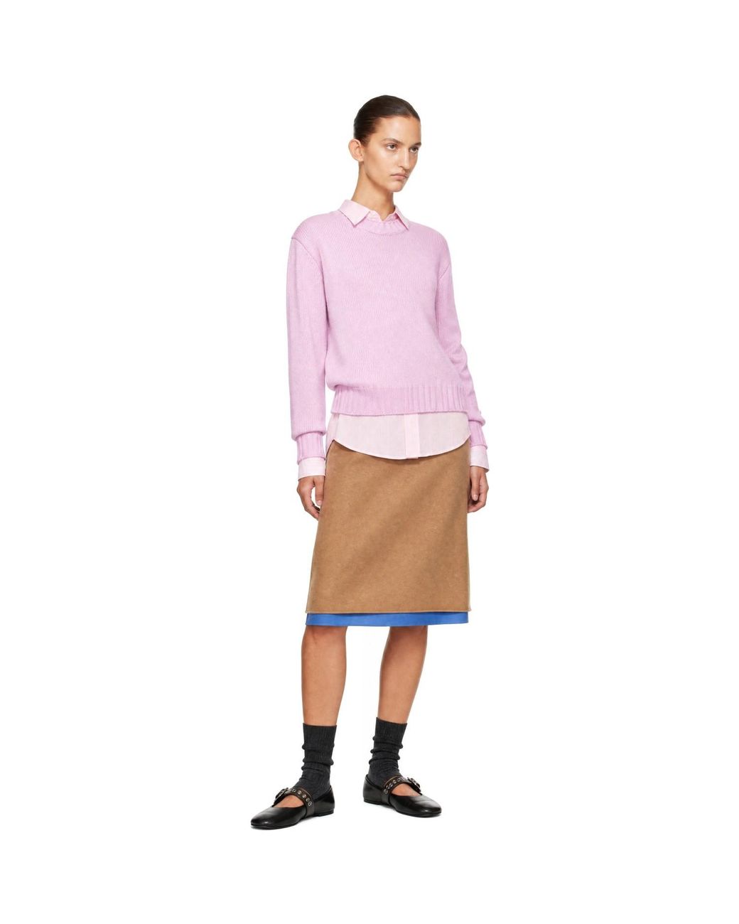 DUNST Pink Chunky Roll Neck Sweater
