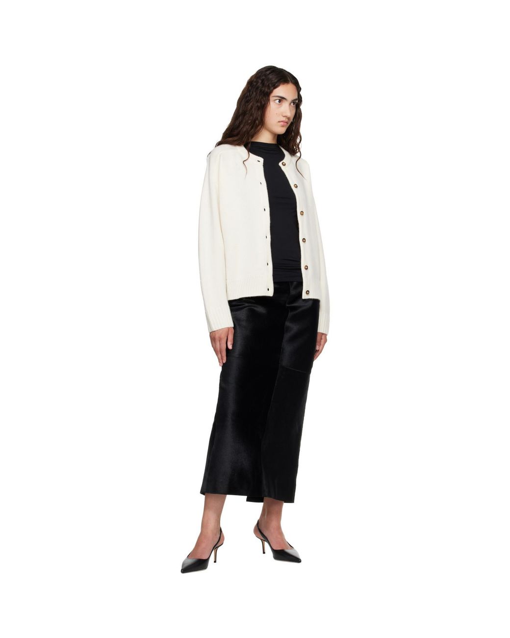 Loulou de Saison Black Off- Aidar Lds Wool Cashmere Cardigan