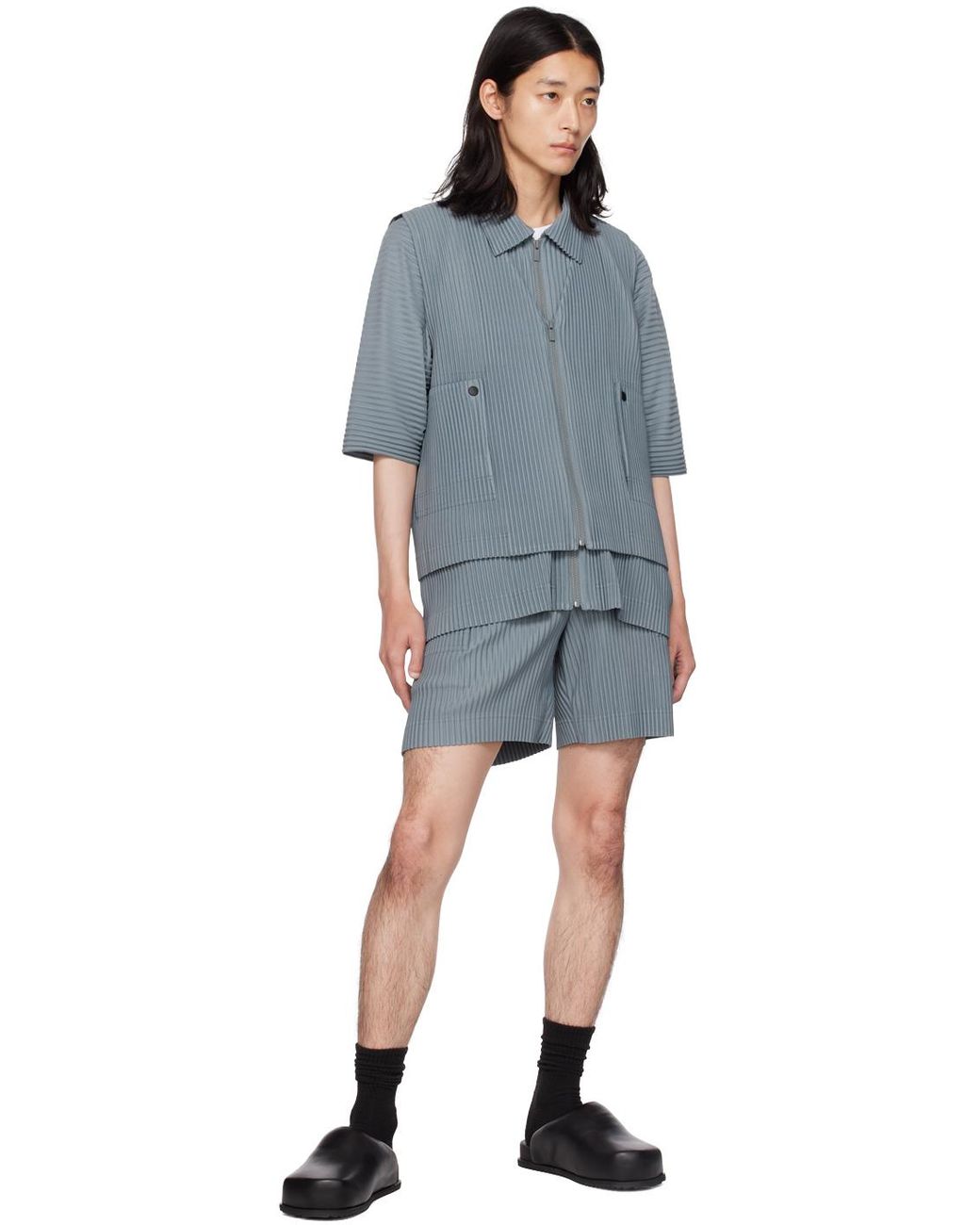 Homme Plissé Issey Miyake Green Flip Shorts in Blue for Men | Lyst