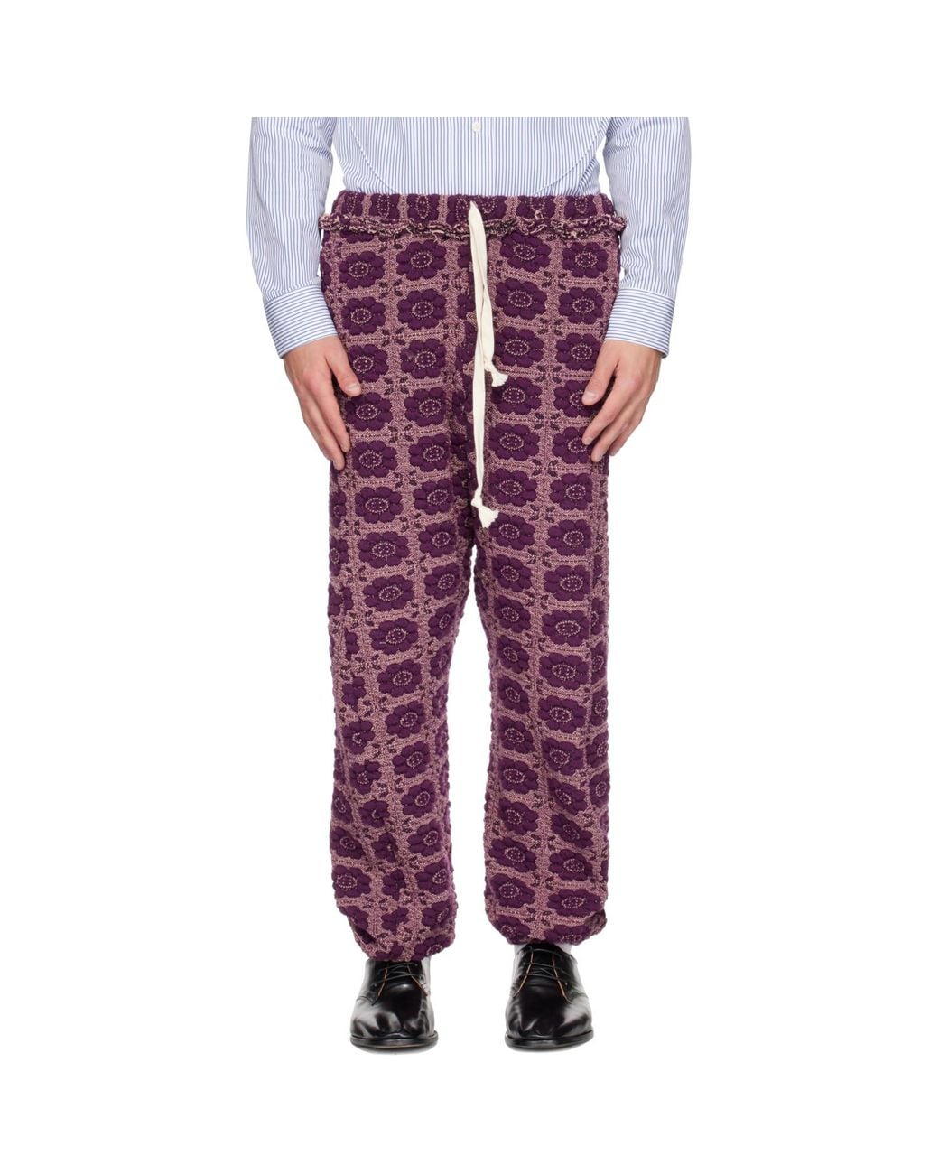 Edward Cuming Purple Vertical Garden Twisted Track Pants for men