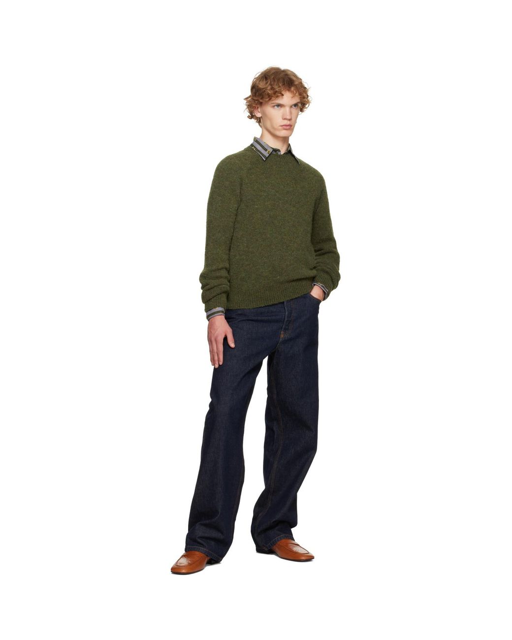 Dries Van Noten Green Alpaca Sweater for men