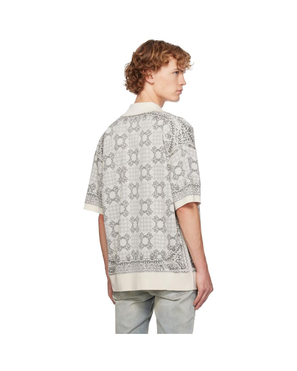 Amiri Gray Ma Quad Check Mesh Knit Shirt for men