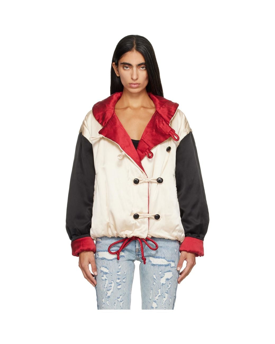 Isabel Marant Red Off- & Reversible Bleza Silk Puffer Jacket
