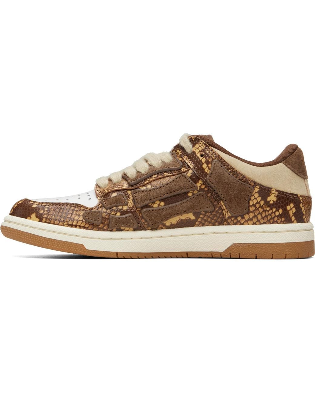 Amiri Brown Printed Python Skel Top Low Sneakers