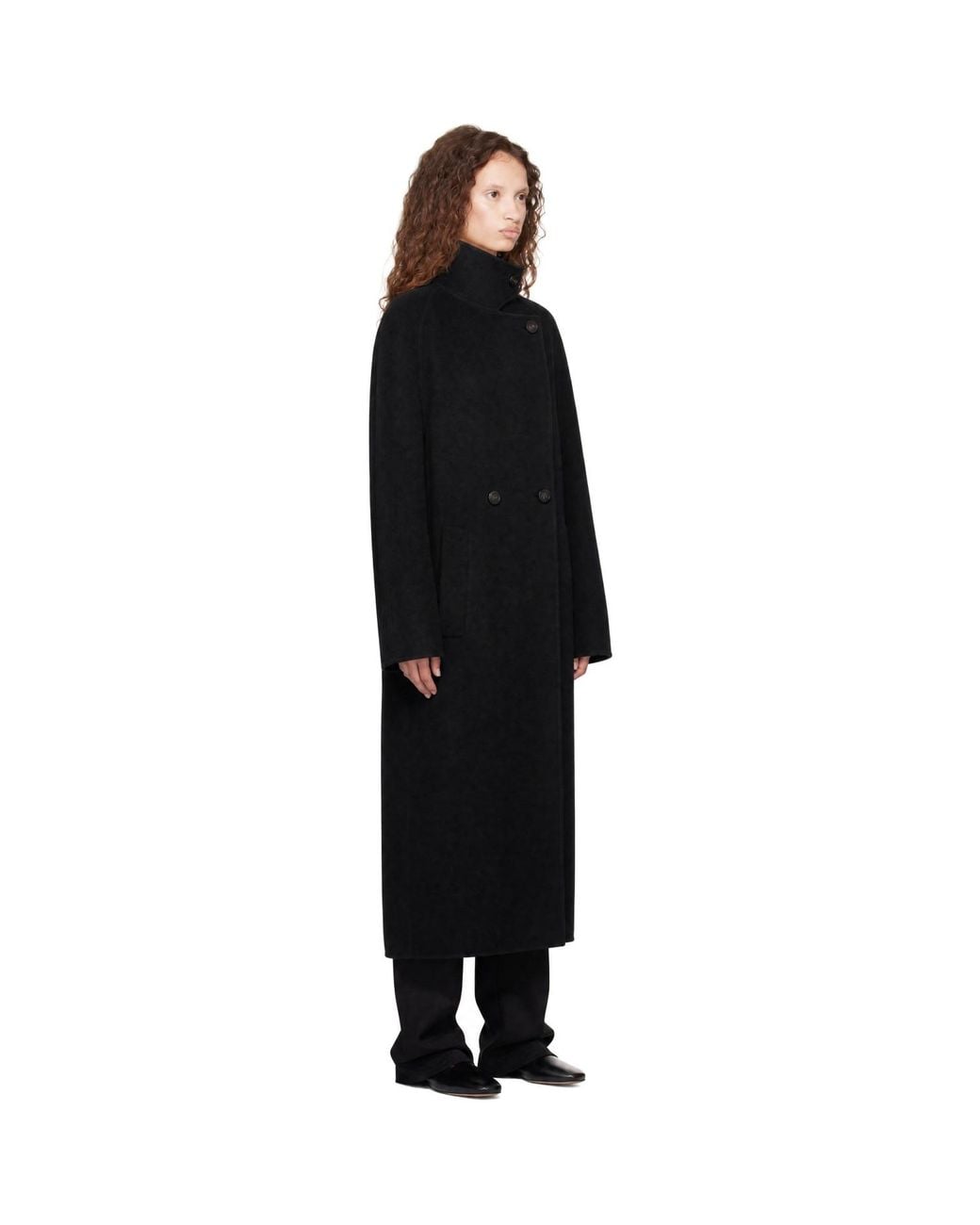 Lisa Yang Black Doublé Button Coat
