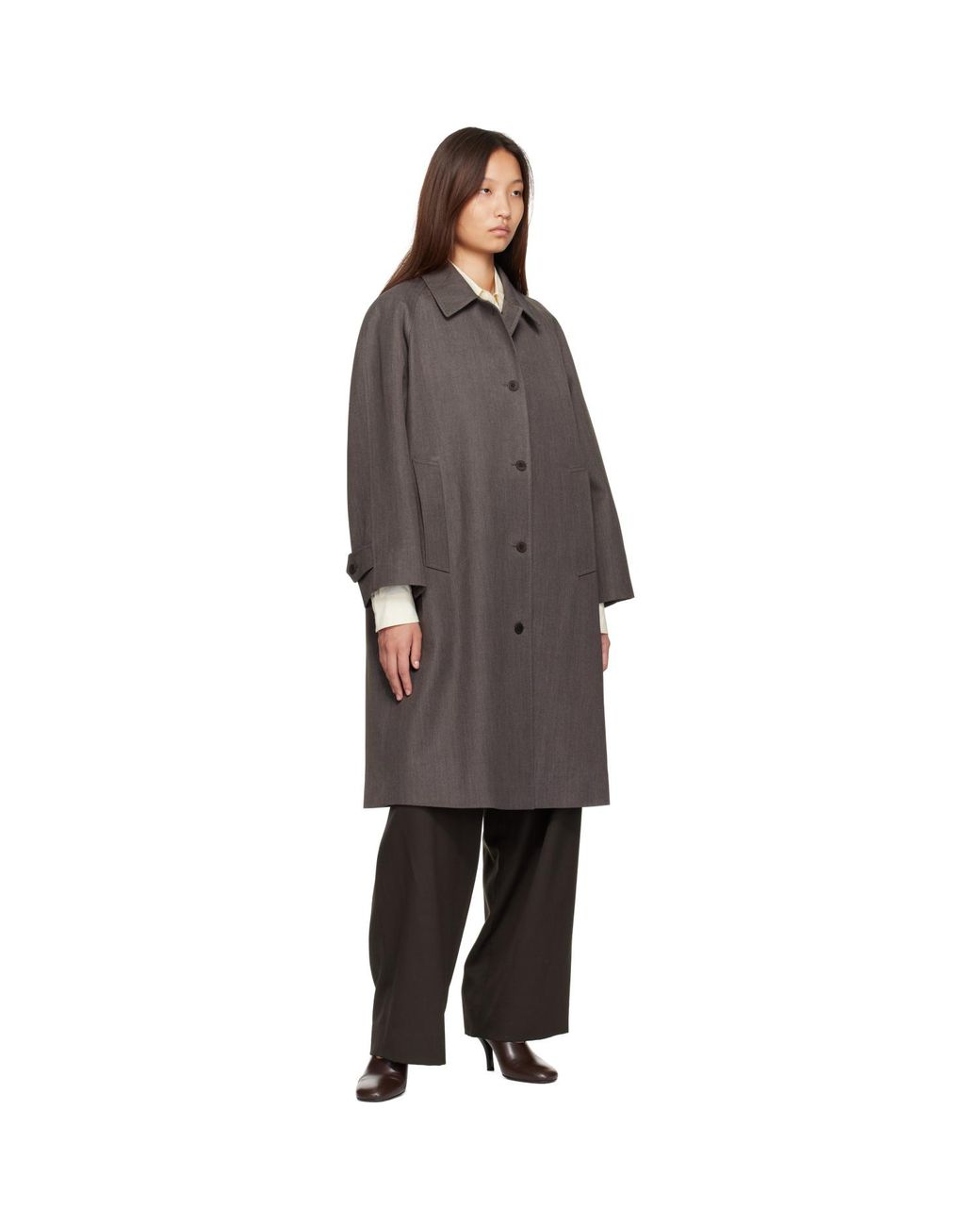 NOTHING WRITTEN Gray Balmacaan Coat
