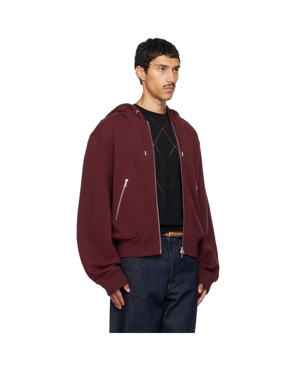 Dries Van Noten Red Burgundy Cotton Hoodie for men