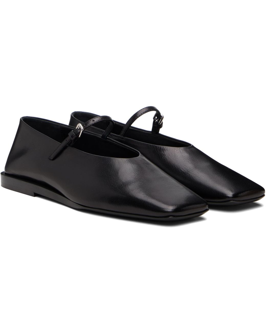 Jil Sander Black Buckle Strap Ballerina Flats