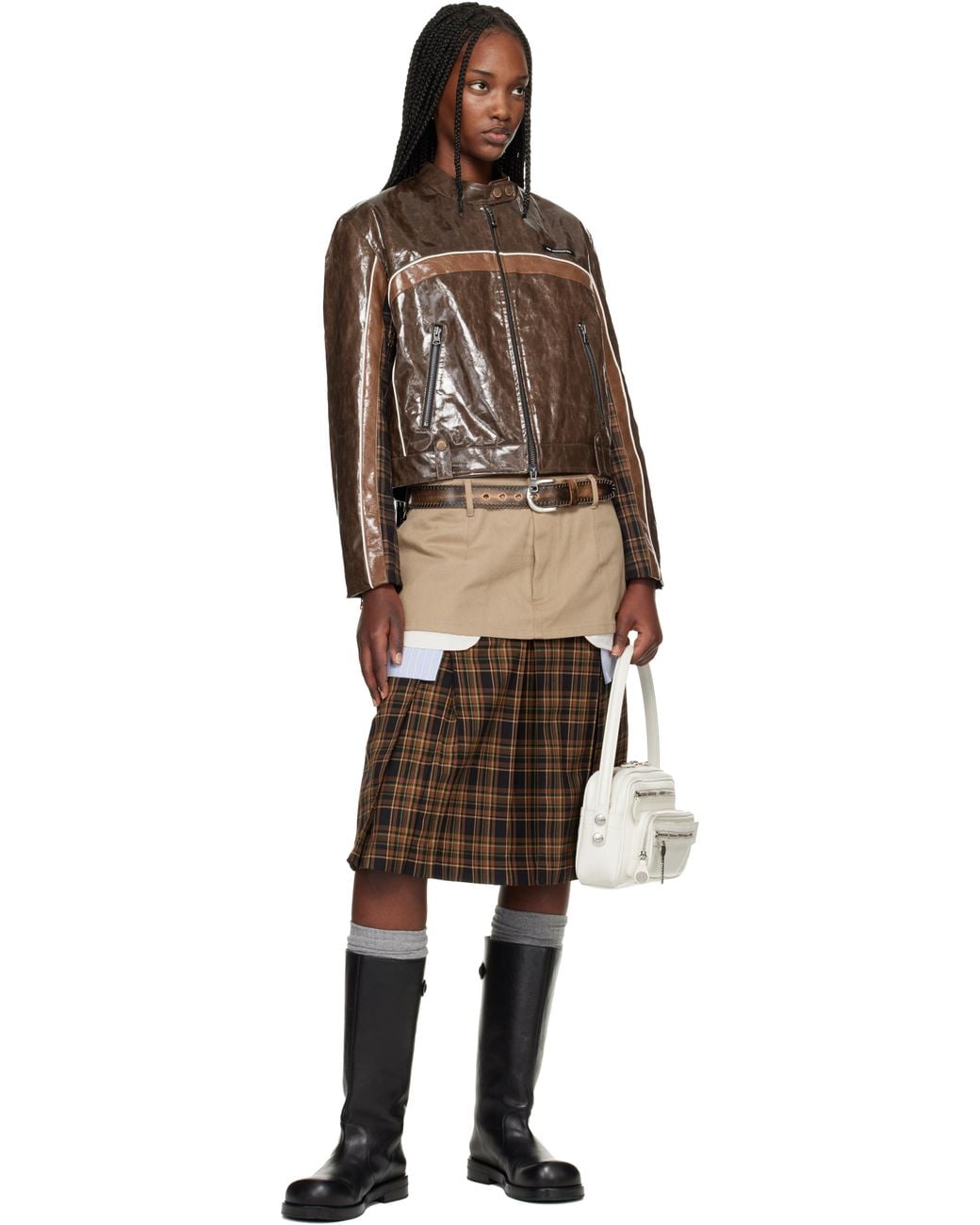 ANDERSSON BELL Black Circuit Track Faux-Leather Jacket