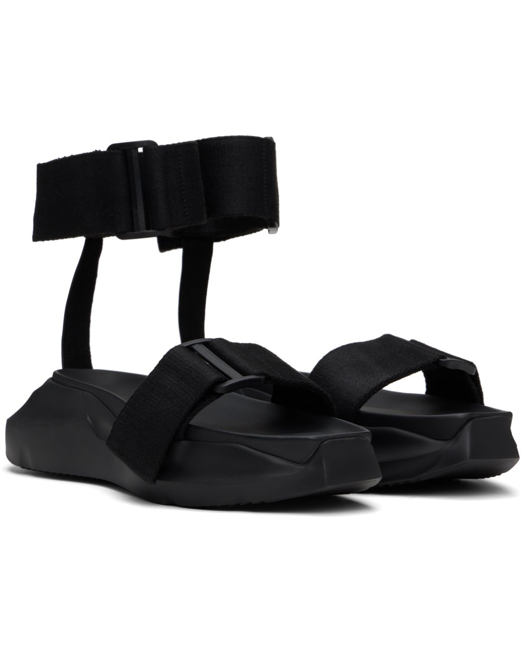 【Rick Owens】Hollywood Spartan Geth スライドサンダル Rick Owens: ブラック Hollywood Spartan Geth ストラップ