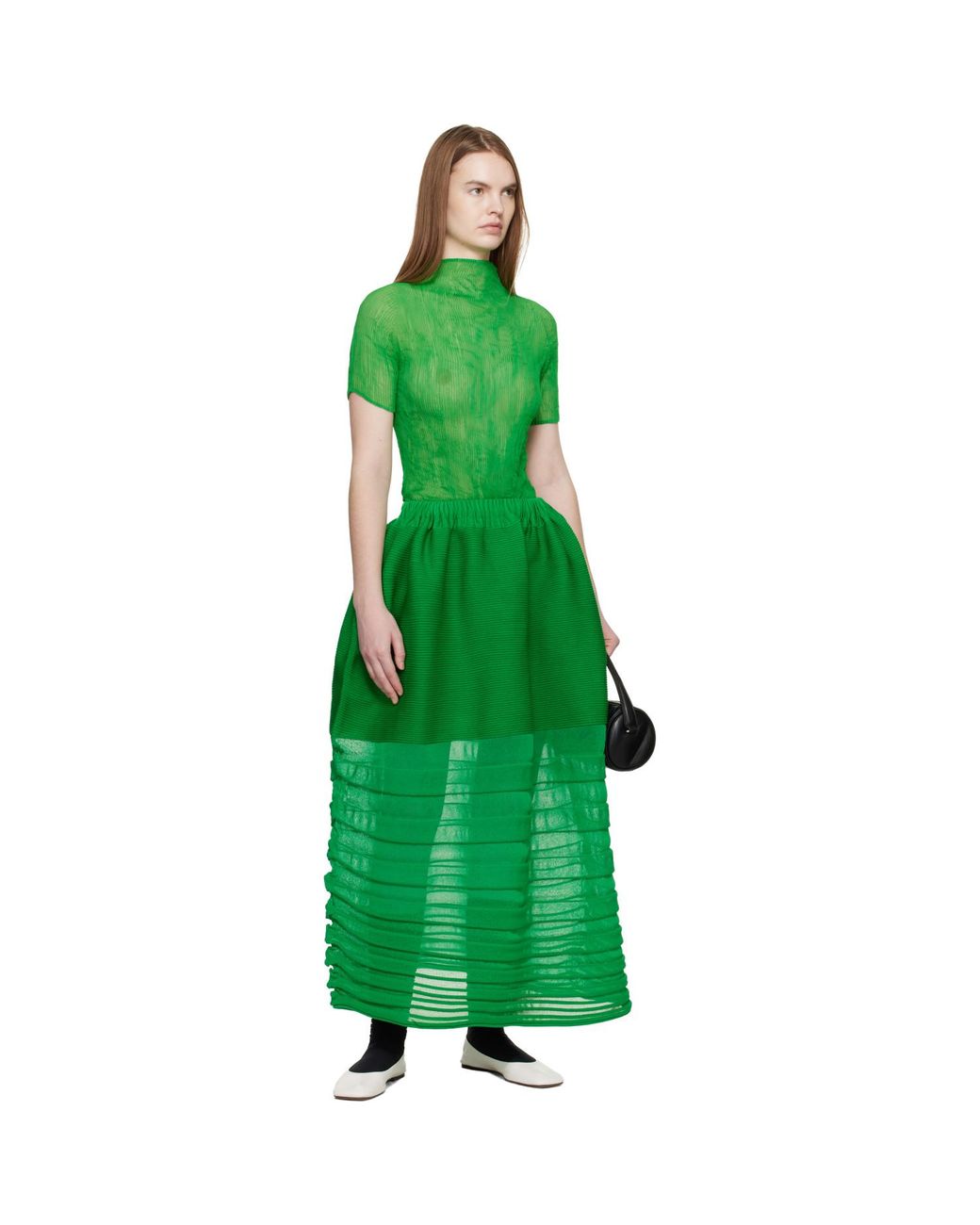 Issey Miyake Green Chiffon Twist 3 Top