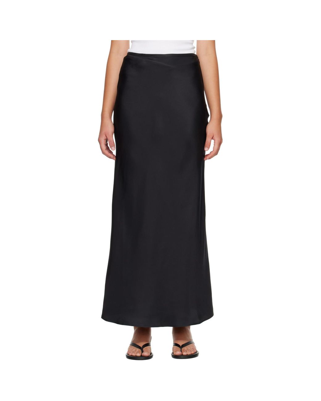 Loulou de Saison Black Eli Silk Twill Maxi Skirt