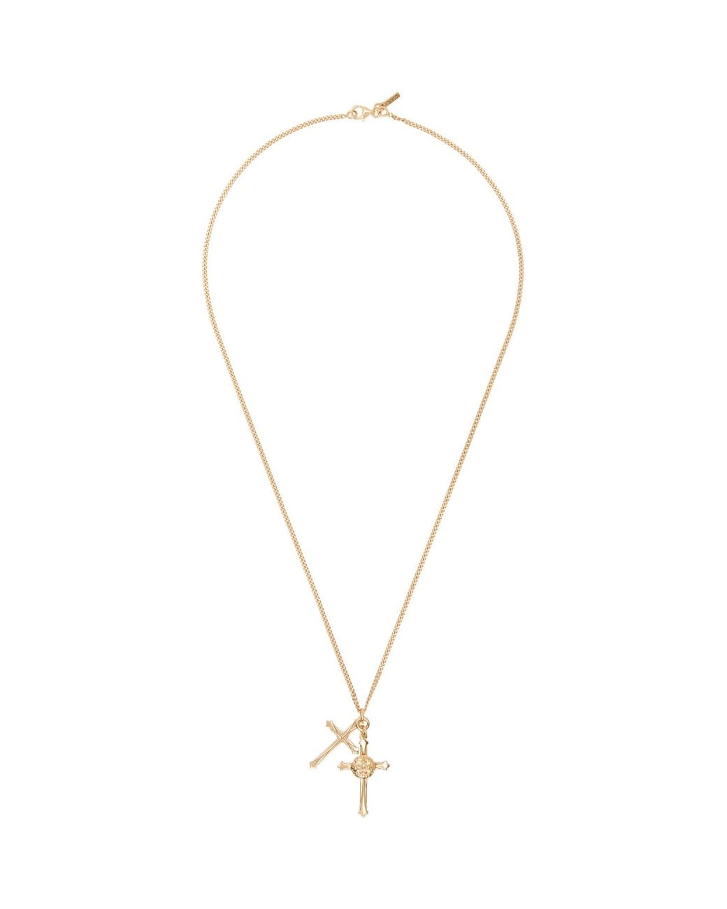 Emanuele Bicocchi Metallic Double Cross Necklace for men
