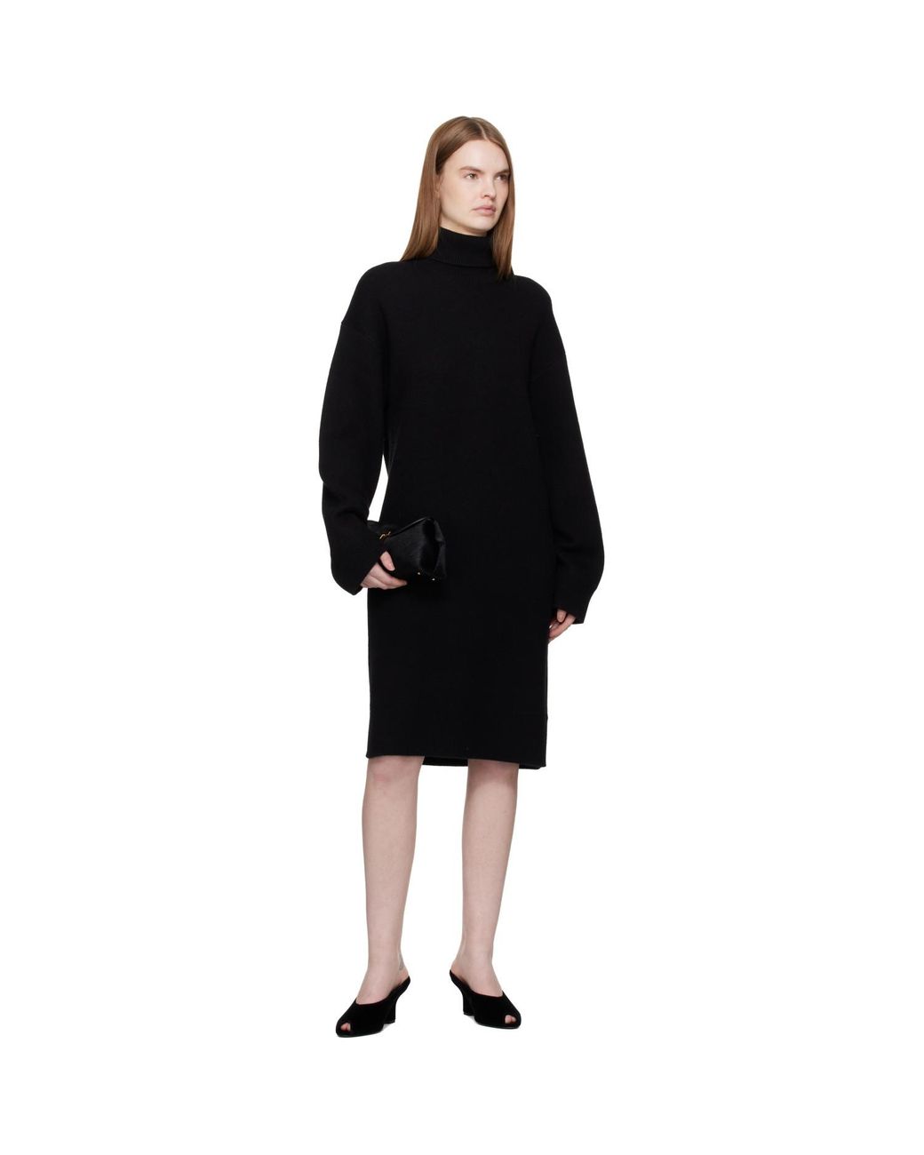 Totême  Black Mini T-Lock Pony Hair Clutch