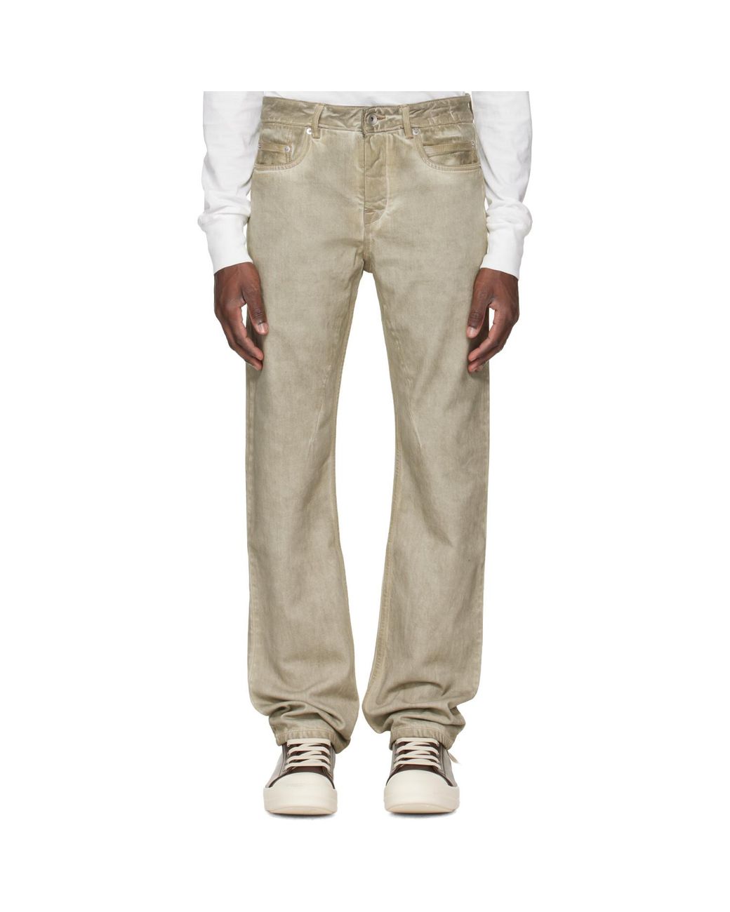 Rick Owens Natural Temple Fog Cut Jeans for men
