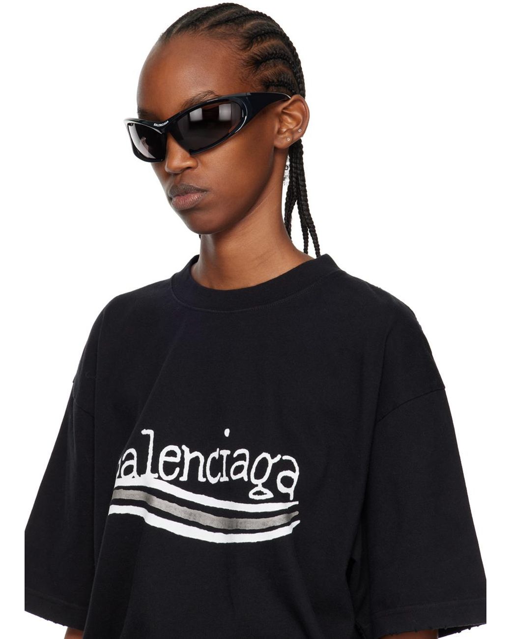 Balenciaga Dynamo Rectangle Sunglasses in Black | Lyst UK
