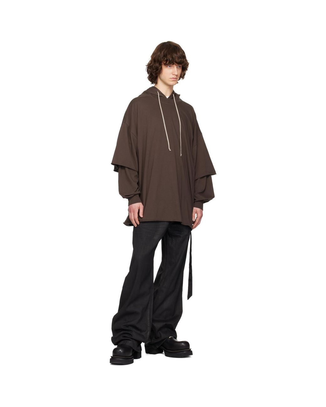 Rick Owens Brown Temple Tommy Hustler Hoodie for men