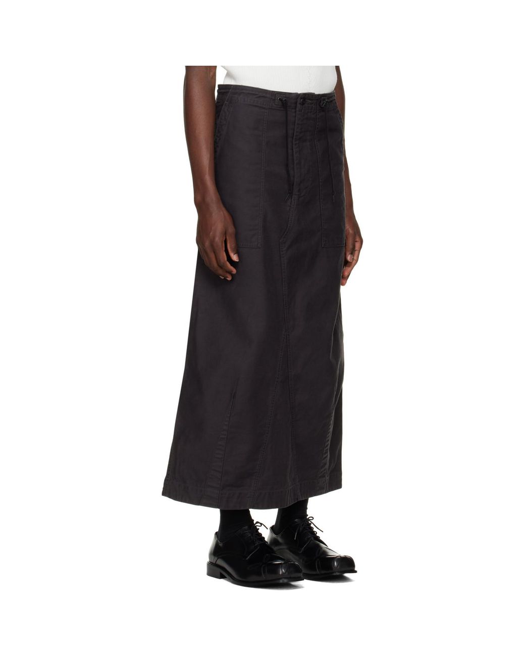 Needles Black Back Sateen String Fatigue Skirt for men