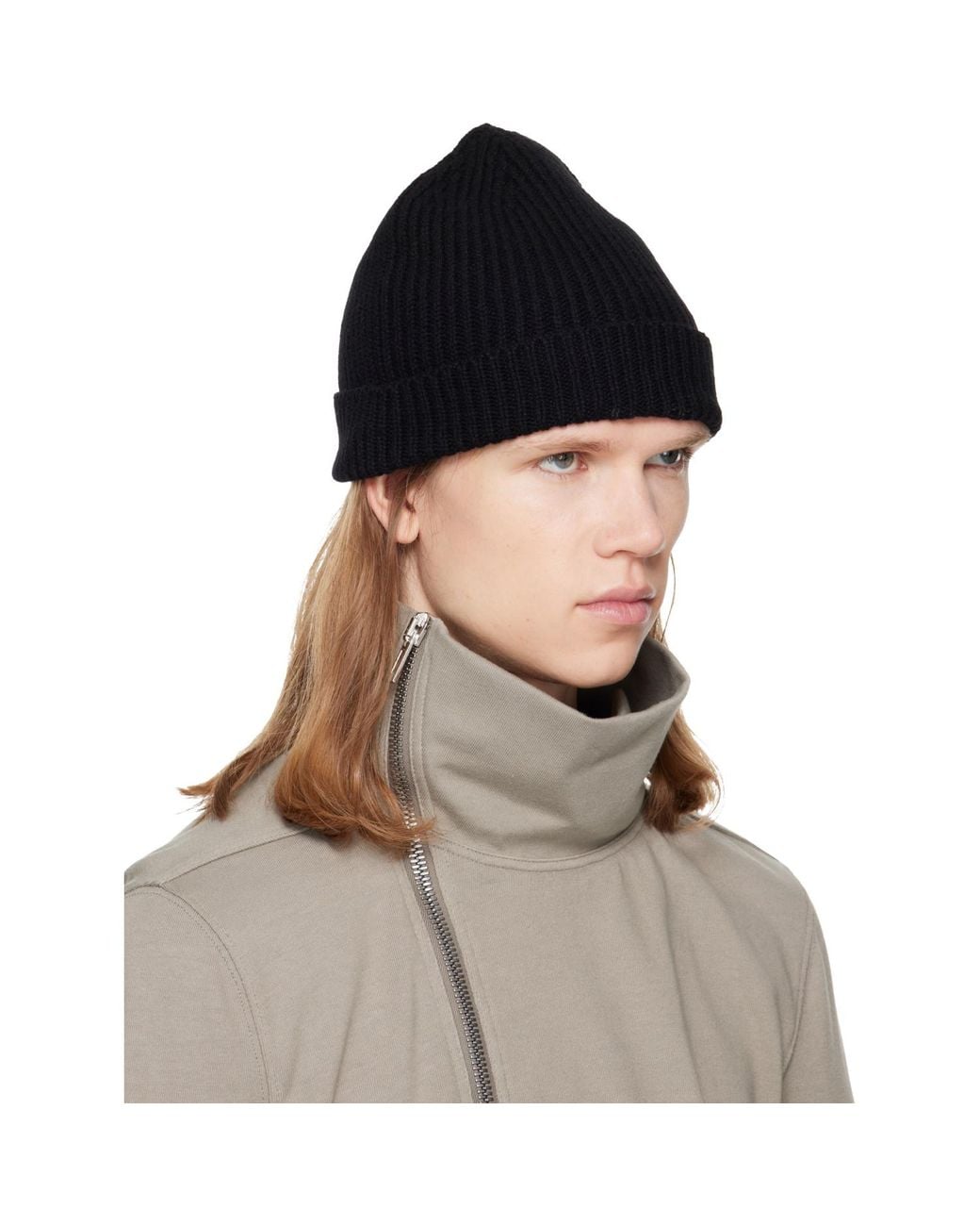 Rick Owens Brown Tower Ribbed Beanie for men