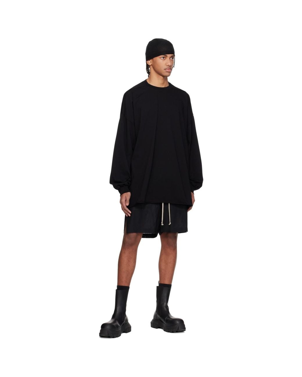 Rick Owens Black Temple Tommy Ls T-Shirt for men