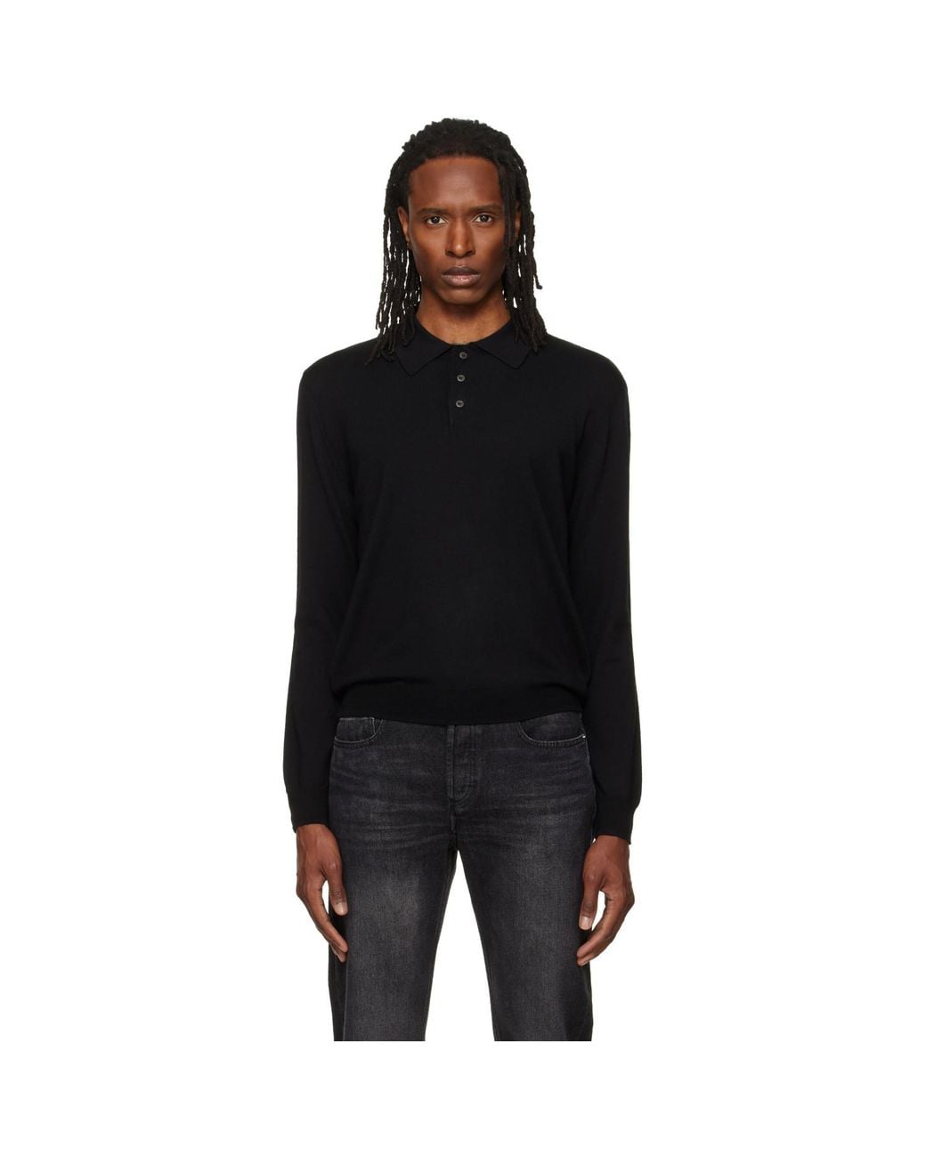A.P.C. Black Wool Polo for men