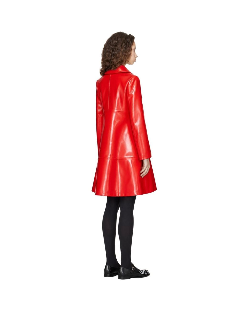 Comme des Garçons Red Synthetic Leather Coat