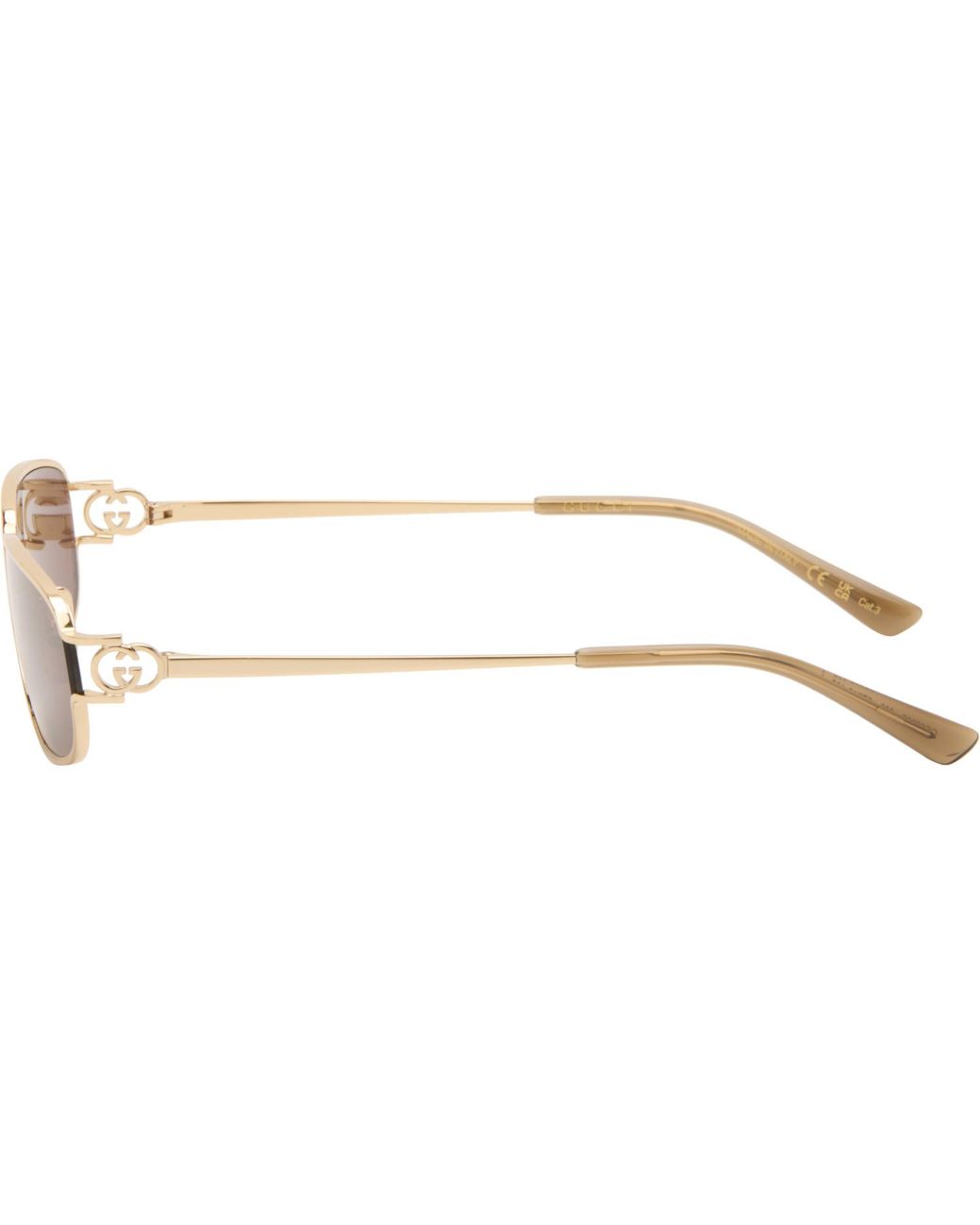Gucci Brown Rectangular-Frame Sunglasses