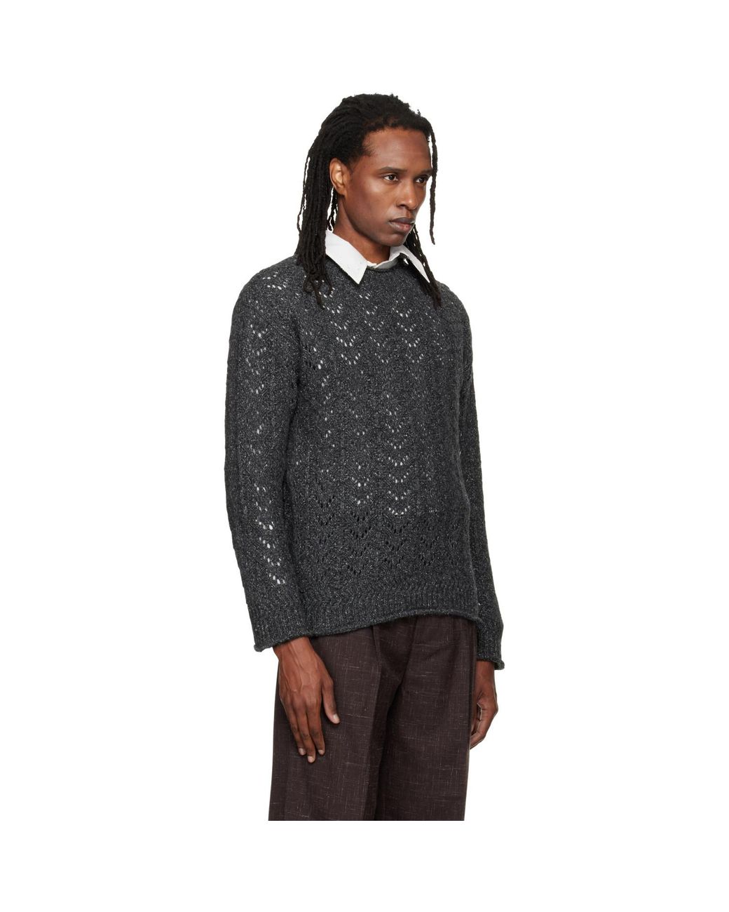 NULLUS Black Eyelet Sweater for men