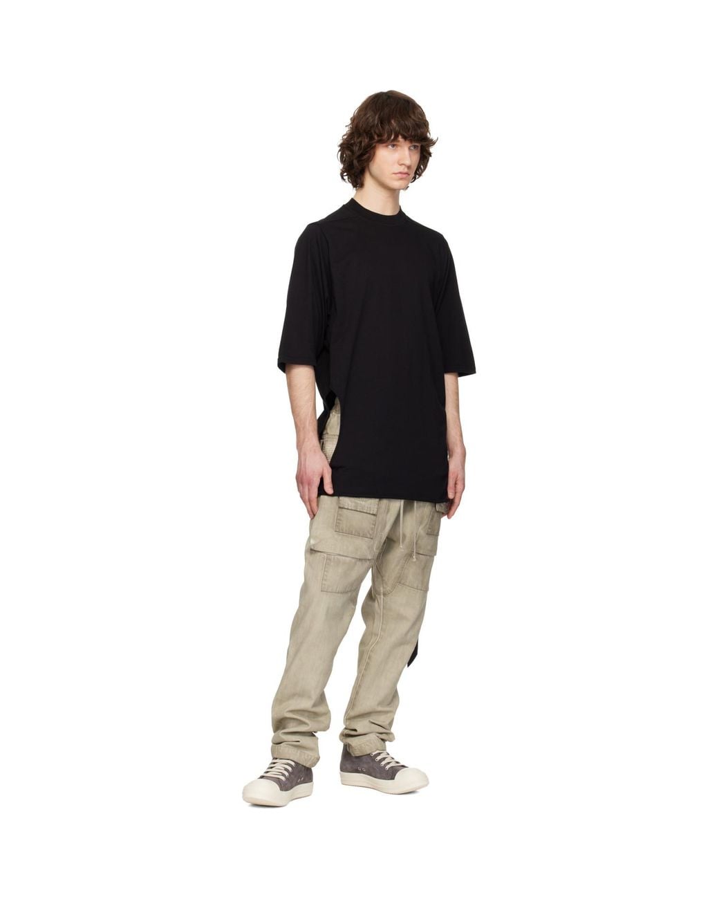Rick Owens Natural Temple Creatch Denim Cargo Pants for men