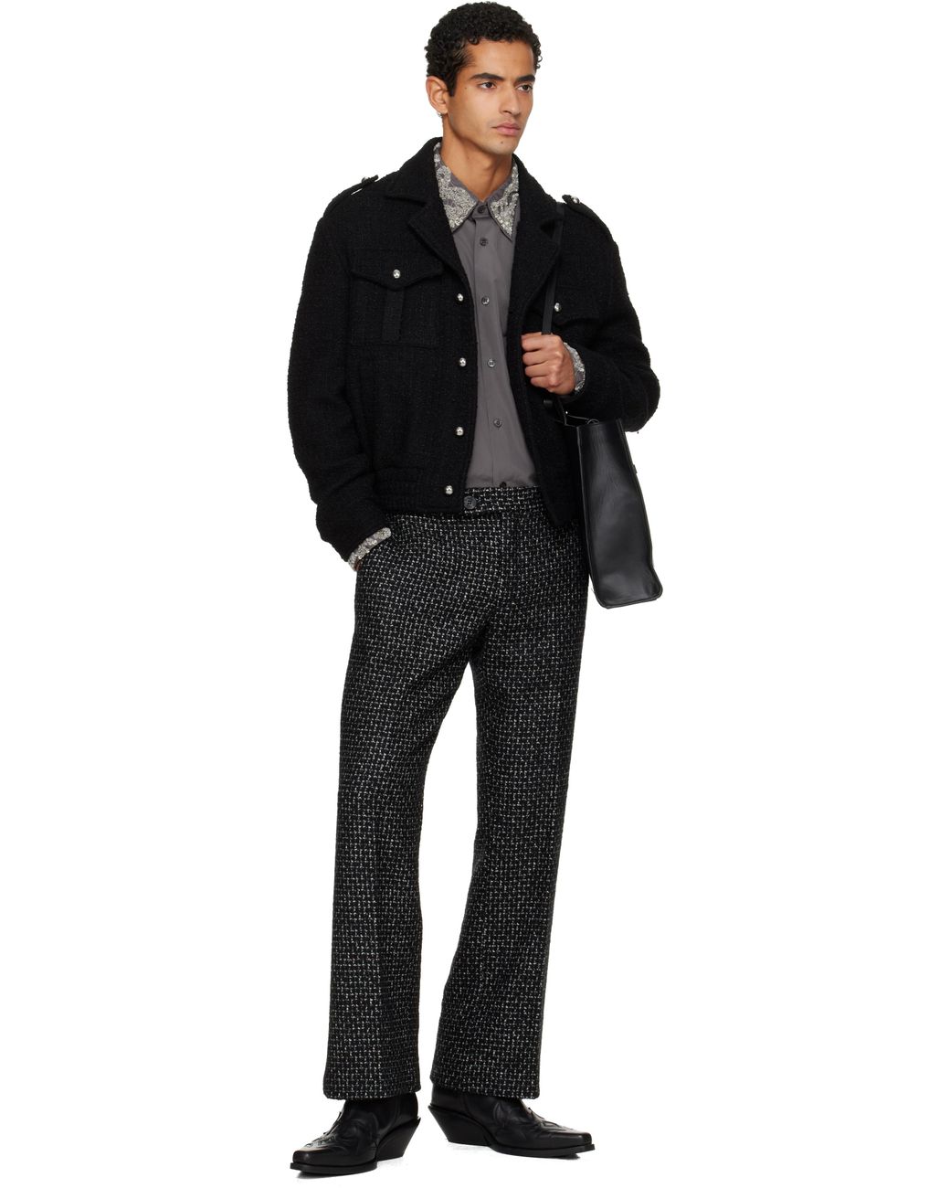 メンズ Ernest W. Baker ブラック ミリタリー ボンバージャケット Black