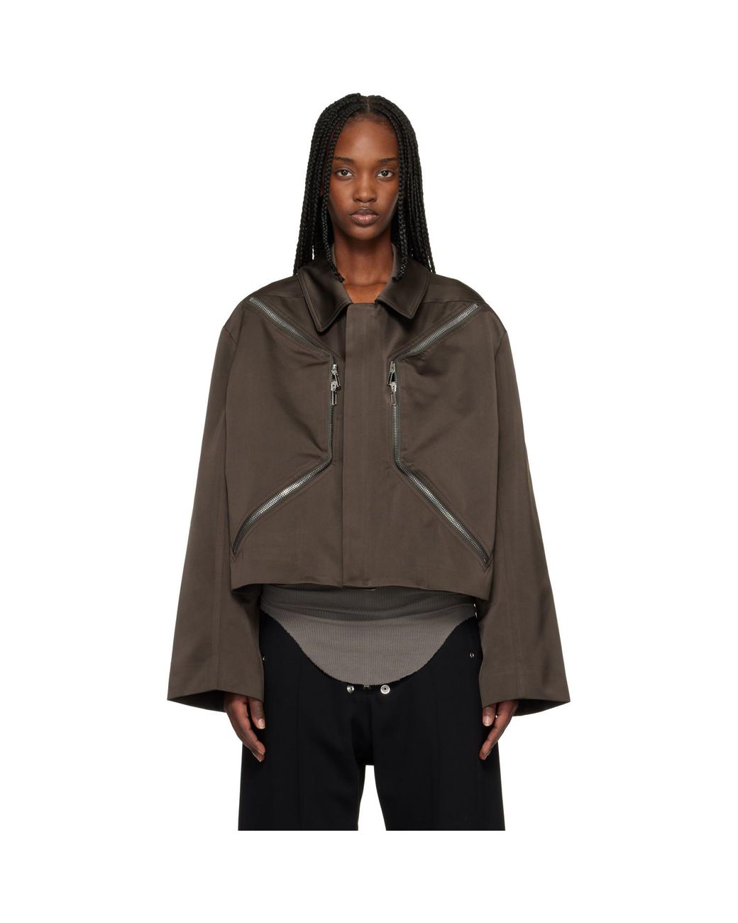 Rick Owens Brown Temple Heizer Mac Jacket