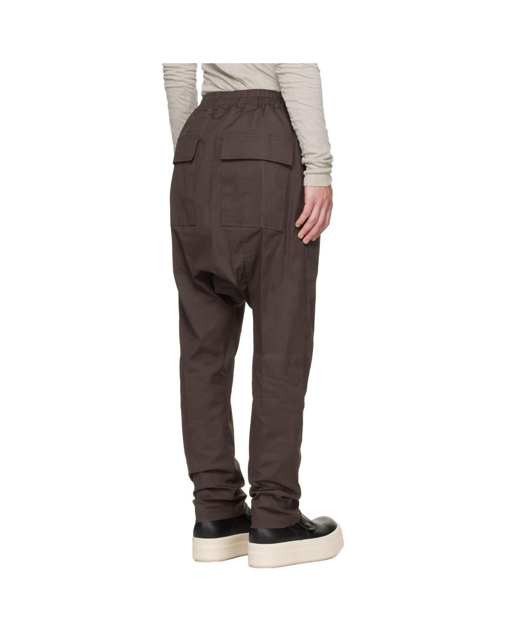 Rick Owens Gray Tower Drawstring Long Trousers for men