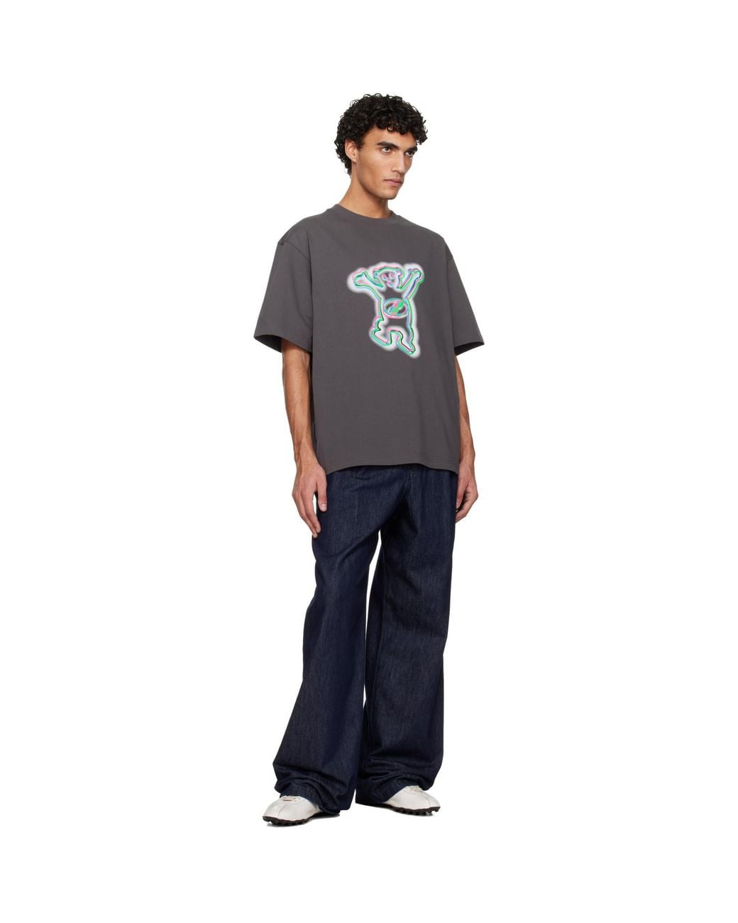 we11done Black Colorful Teddy T-Shirt for men
