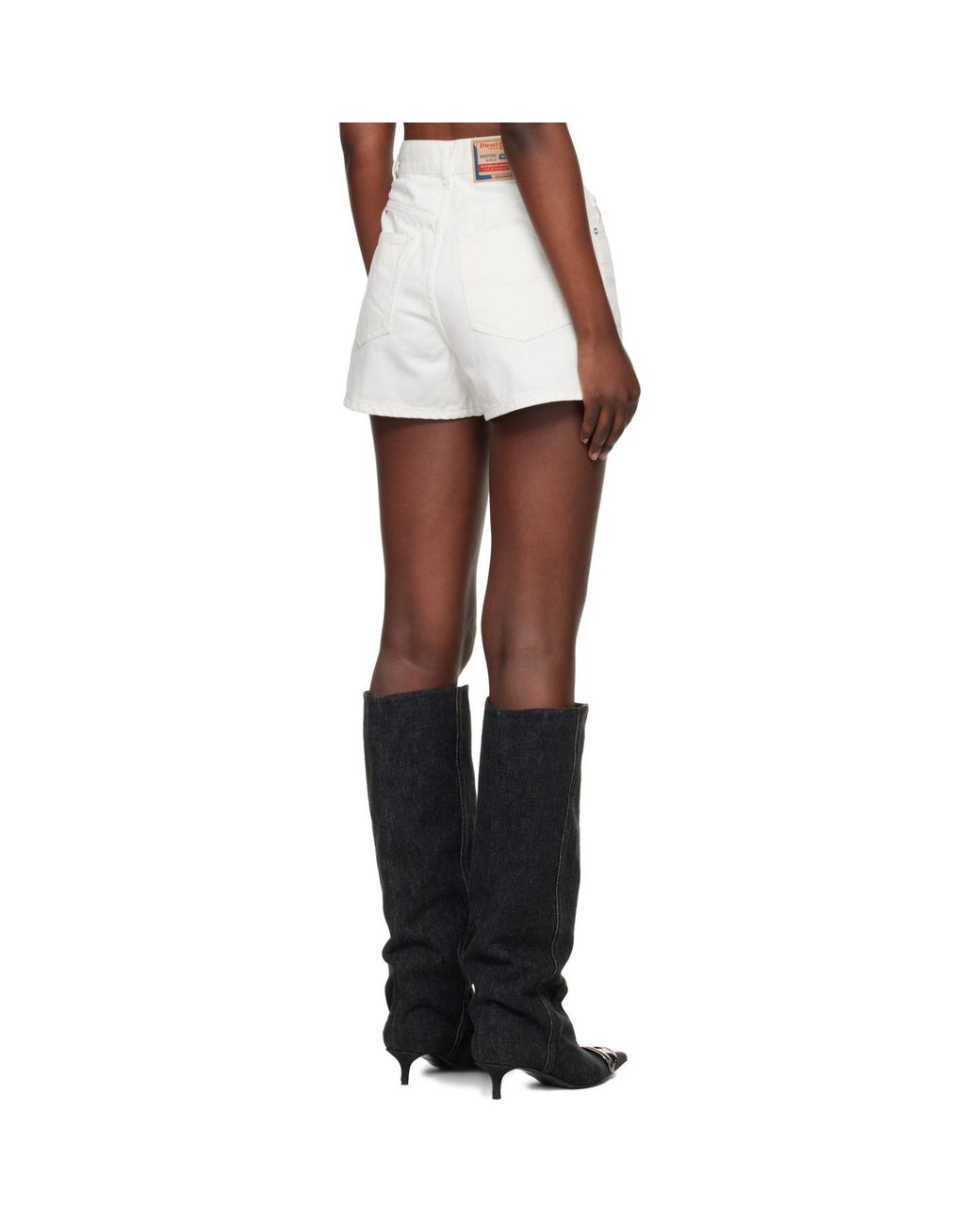 DIESEL White De-Helios Denim Shorts
