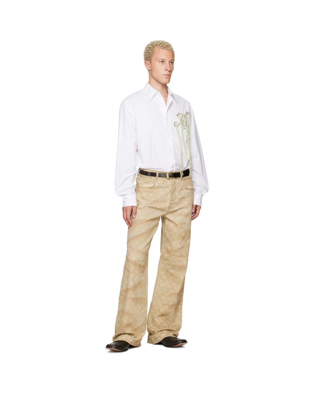 MARINE SERRE Natural Faded Moon Denim Straight Jeans for men