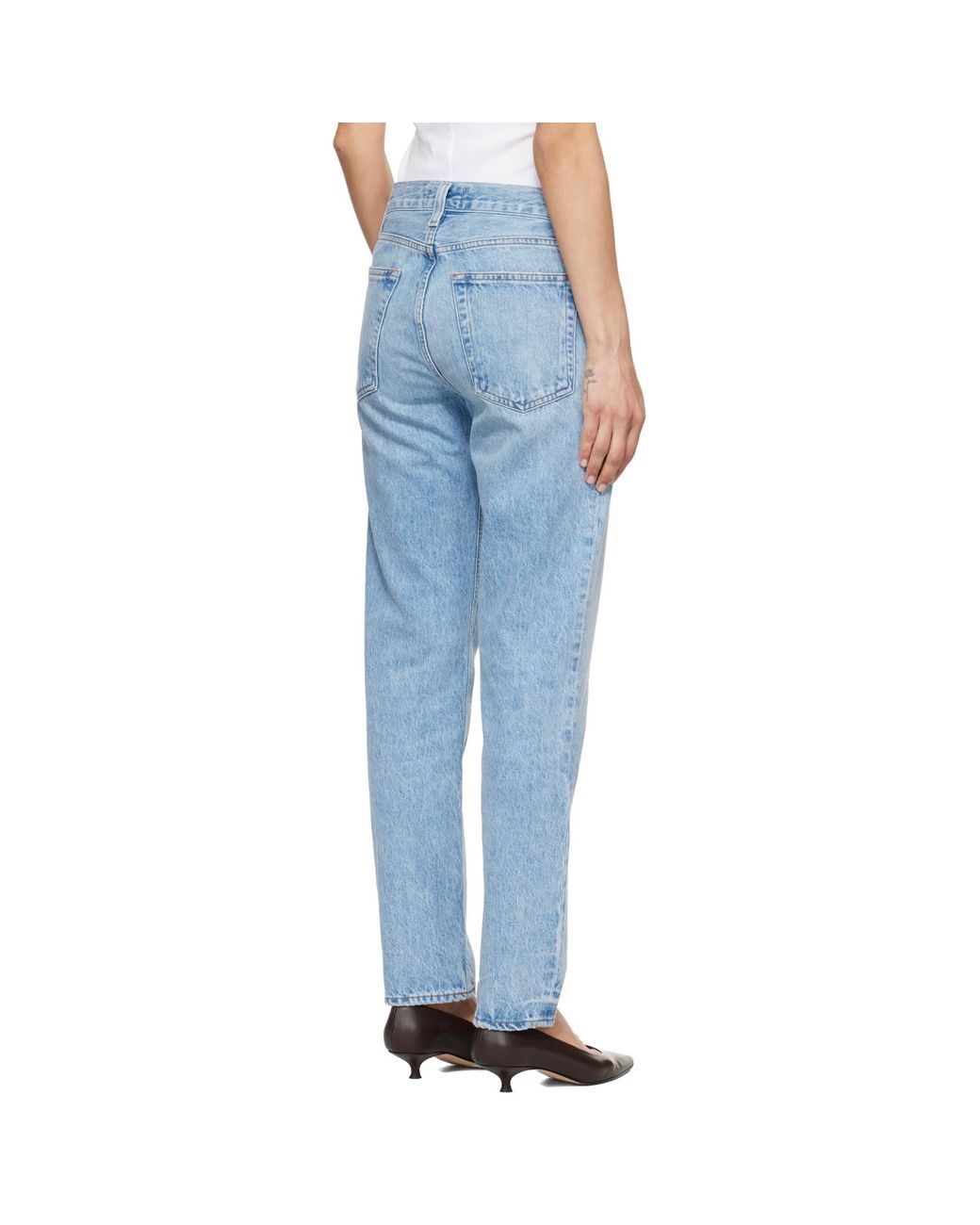 Agolde Blue Romney Mid Rise Straight Leg Jeans